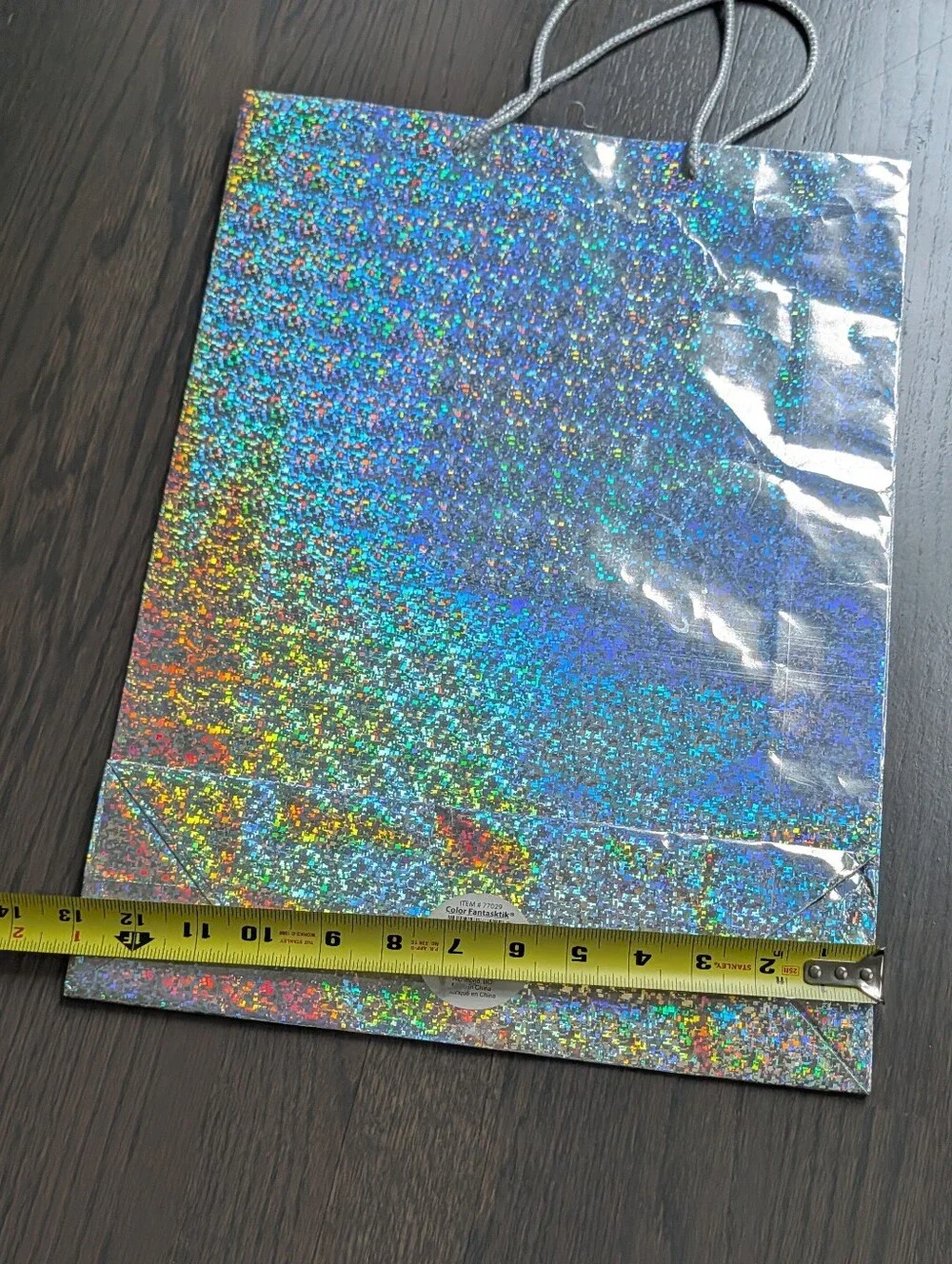 Color Fantasktik Holographic Silver Medium Paper Gift Bag 18x13x5